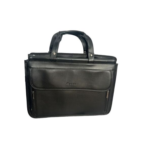Solo black leather laptop classic bag - no shoulder strap included - small tear - Picture 1 of 6